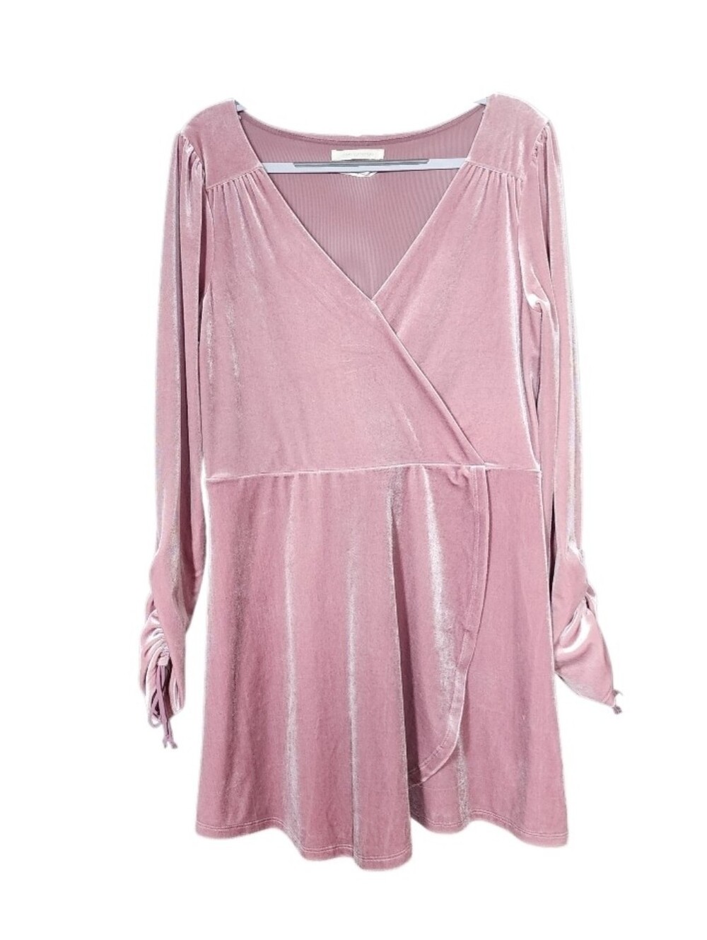 Forever 21 Dusty Rose Velvet Wrap Long Sleeve Mini Dress